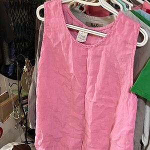 Pink Sleeveless Linen-Blend Tank Top